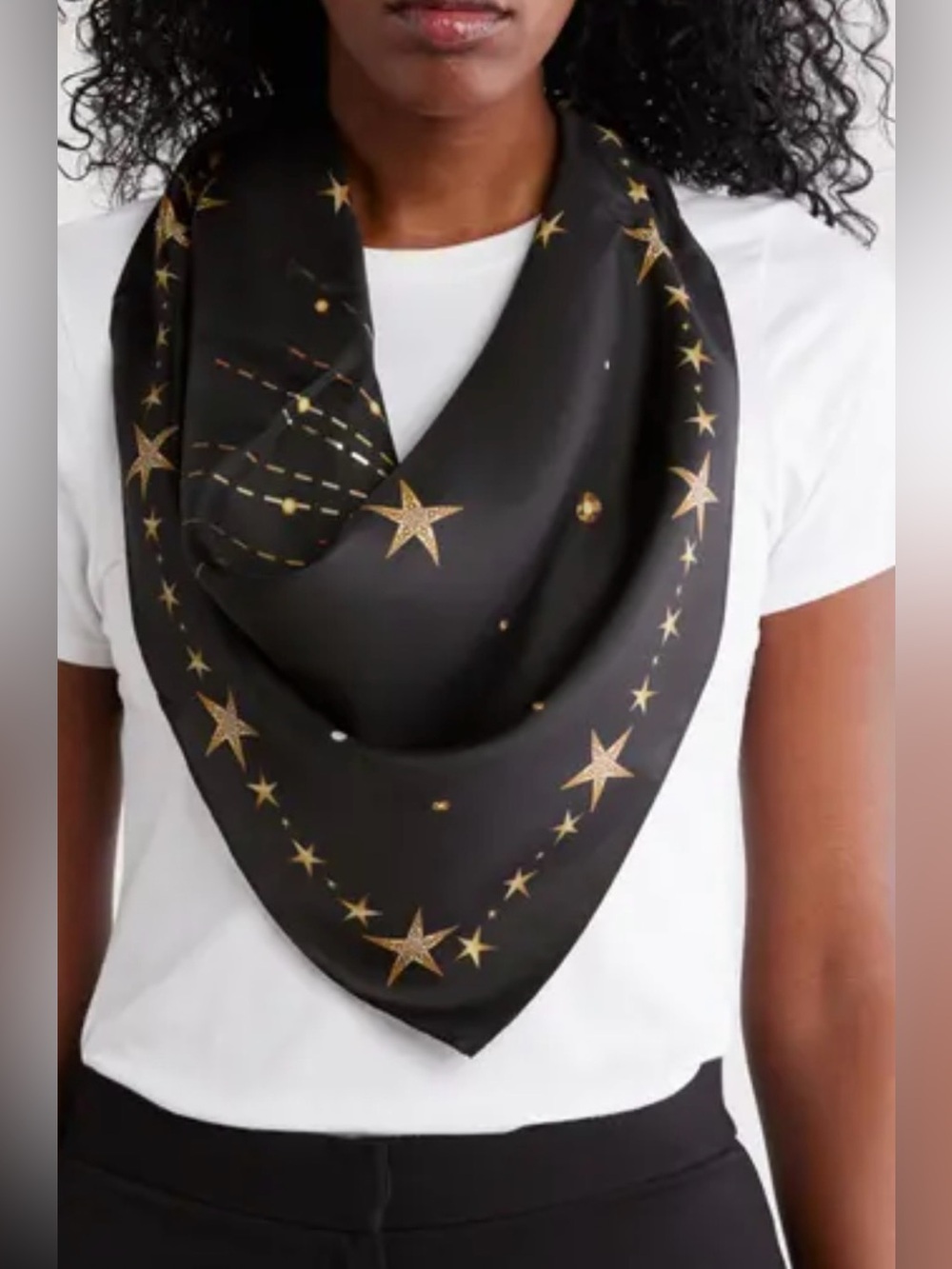 KURT GEIGER Star Print 100% Silk Square Scarf